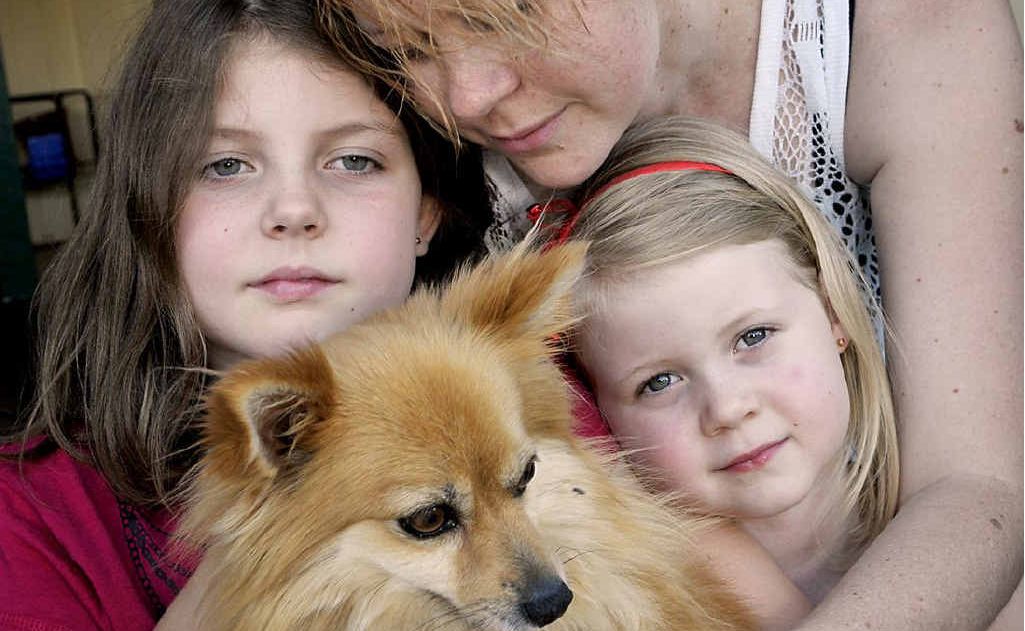 Tamara Sizer and her two daughters Mackenzie (left) and Rhianna were devastated when they arrived home to find one of their two pet pomeranians had been shot dead. Tamara Sizer and her two daughters Mackenzie (left) and Rhianna were devastated when they arrived home to find one of their two pet pomeranians had been shot dead.